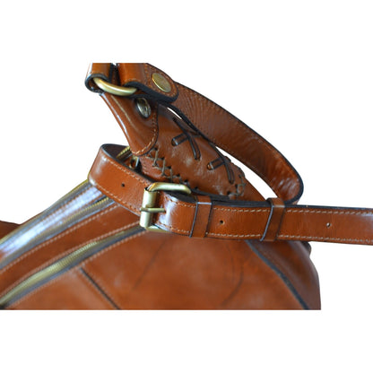 Patricia Nash "Camila" Leather Crossbody in Cognac Brown