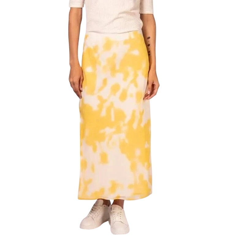 Calvin Klein Women's Chiffon Midi Slip Skirt in Yellow & Cream