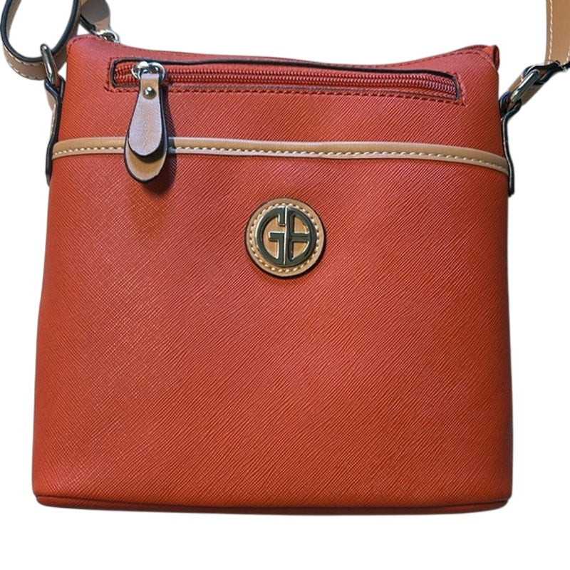 GIANI BERNINI Saffiano North South Crossbody in Orange Tan