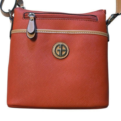 GIANI BERNINI Saffiano North South Crossbody in Orange Tan