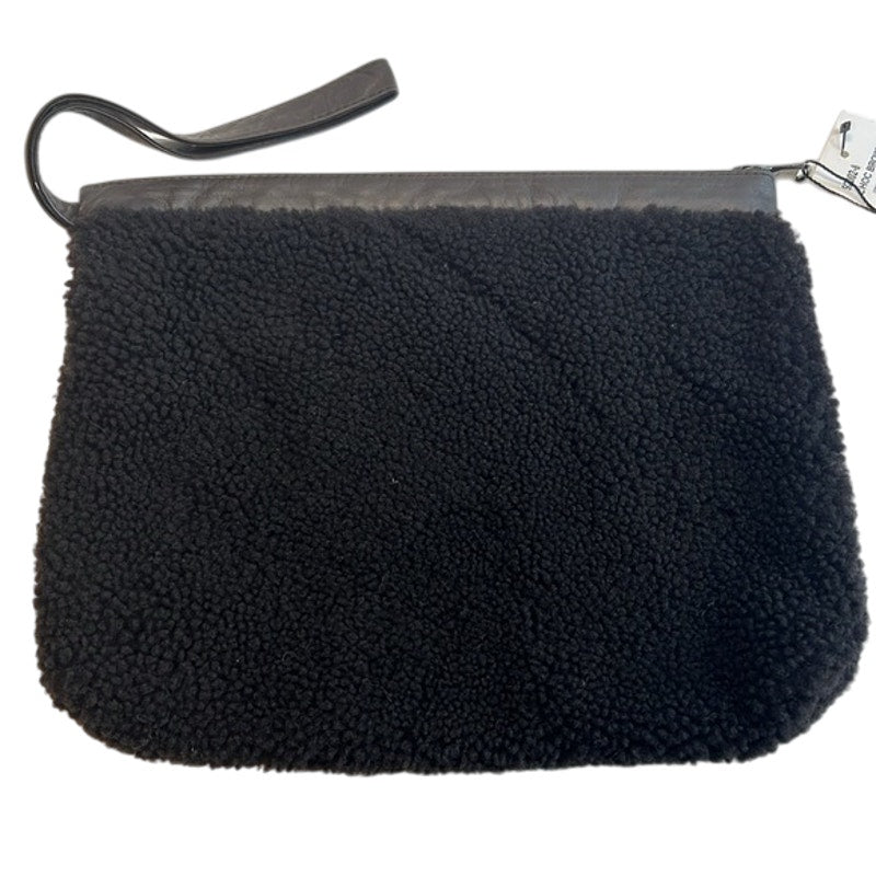 VIAVENETO "Delilah" Curly Shearling Wristlet In Dark Chocolate Brown