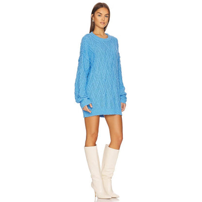 Free People Isla Cable Knit Oversized Sweater In Marine Blue