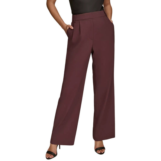 Donna Karan New York Women's Pleated Wide-Leg Pants in Brandy Wine