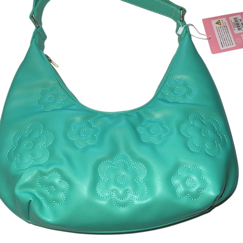 SkinnyDip Ladies Gerri Green Flower Quilt Shoulder Bag, NWT