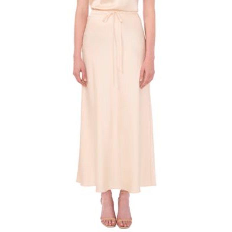 Parker Women's Drawstring Satin Skirt in Warm Pearl
