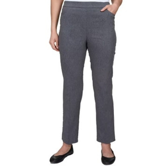 Alfred Dunner Petite Pull-On Straight-Leg Pants in Grey