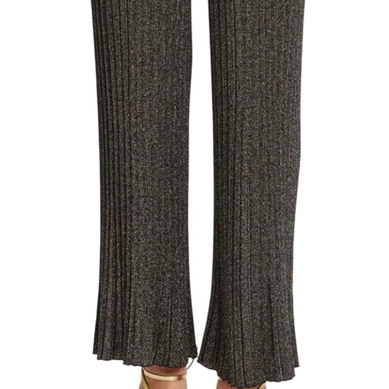 T Tahari Women's Wide-Leg Pull-On Pants in Black & Gold Lurex