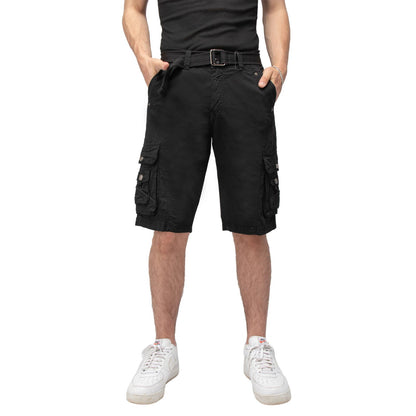 X-RAY Men's Belted Snap Detail Cargo Shorts Black