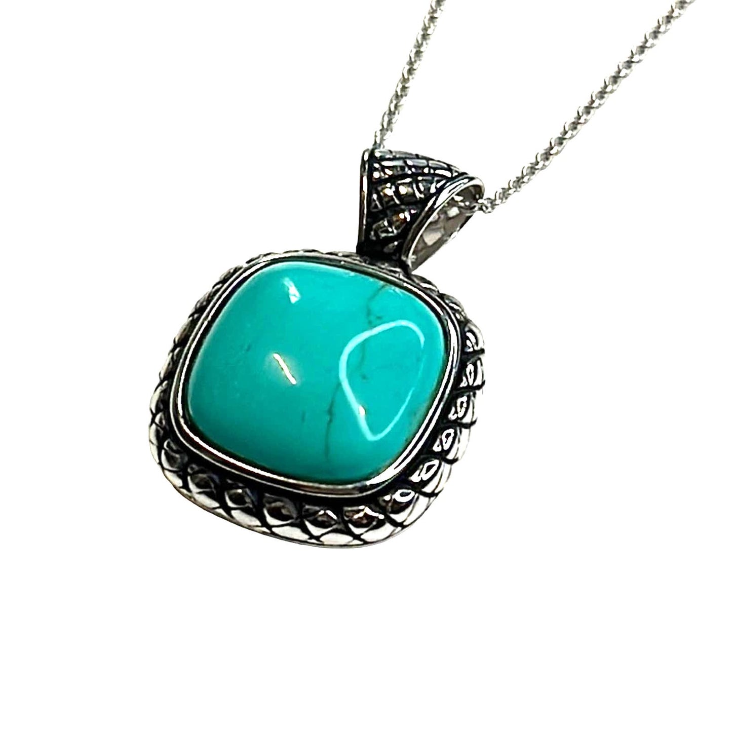 R. H. Macy Silver & Turquoise Square Necklace, NWT!