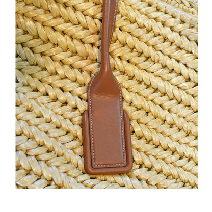 Bottega Veneta Women's "Arco" Raffia Tote in Tan with Leather Pouch