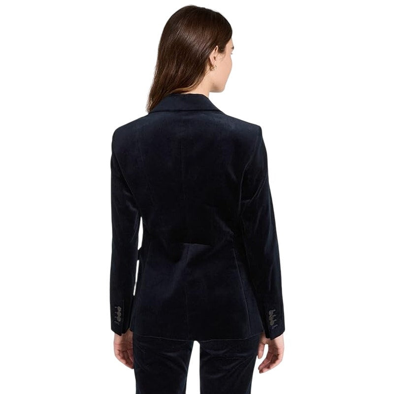 Theory Riding Blazer in Stretch Velvet Baltic Blue