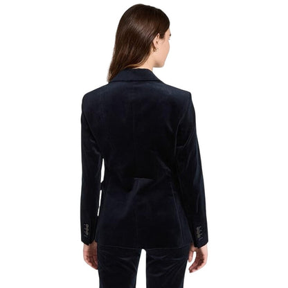Theory Riding Blazer in Stretch Velvet Baltic Blue