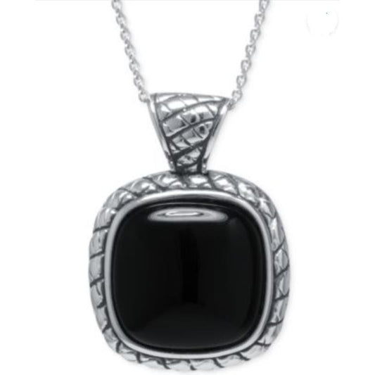 R. H. Macy Sterling Silver & Black Agate Square Necklace