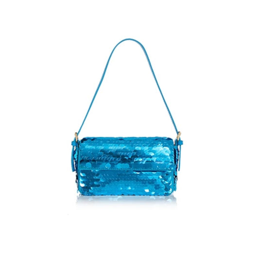 AQUA Women's Sequin Shoulder Bag Clutch Evening Bag In Turquoise Blue