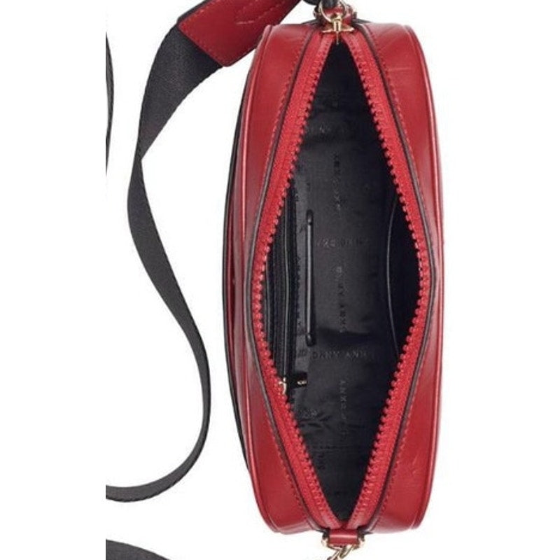 DKNY Red & Black Signature Embossed Leather Crossbody Bag, NWT!!