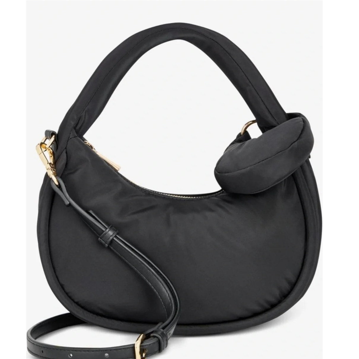 On 34th Harlowwe Mini Nylon Hobo Bag In Black