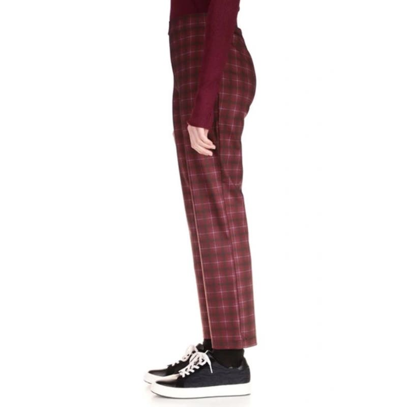 SANCTUARY Carnaby Cotton Plaid Kick Crop Pants In Sangria Plaid, Size Large