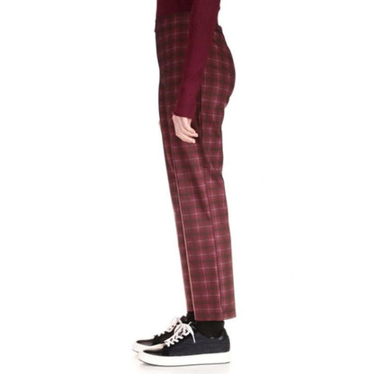 SANCTUARY Carnaby Cotton Plaid Kick Crop Pants In Sangria Plaid