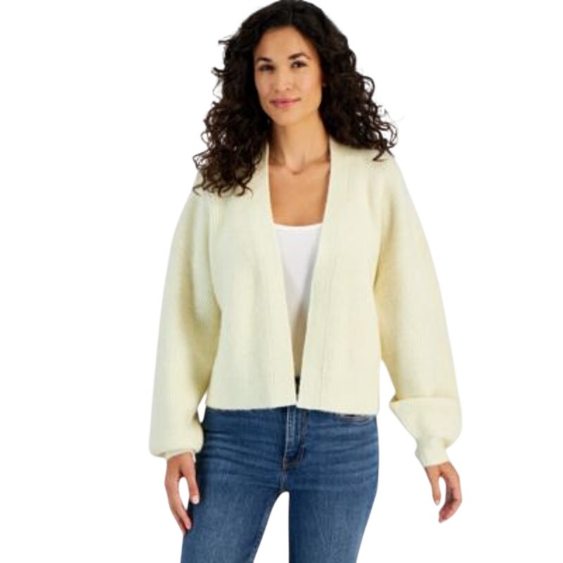 On 34th Women's Cropped Open-Front Long Sleeve Cardigan in Alabaster Cream