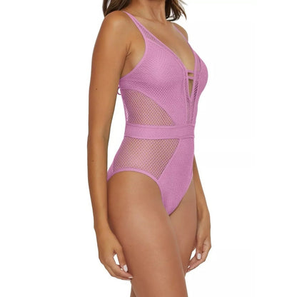 Becca Women's Color Play Crochet Plunge-Neck One-Piece Swimsuit