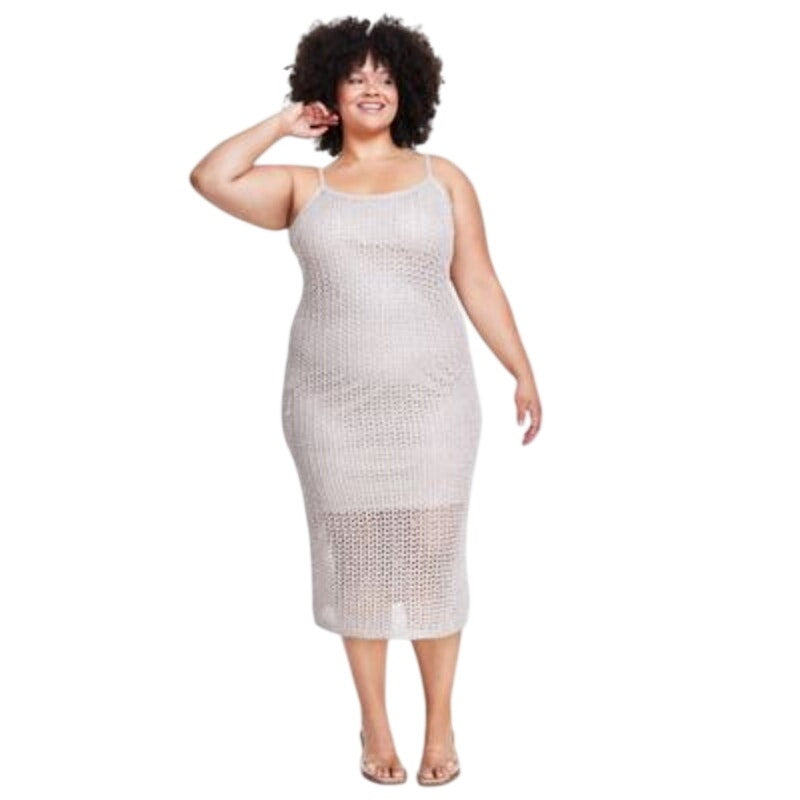 Bar III Women's Plus Size Sleeveless Knit Midi Sheath Dress in Silver Drop