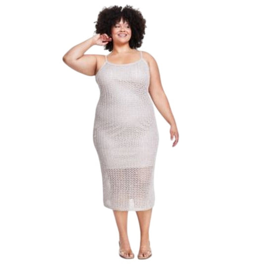 Bar III Women's Plus Size Sleeveless Knit Midi Sheath Dress in Silver Drop