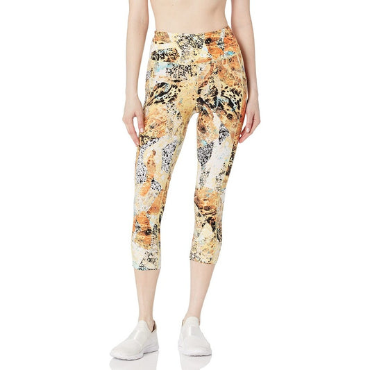 Calvin Klein Yellow Multi-Color Patterned Crop Leggings