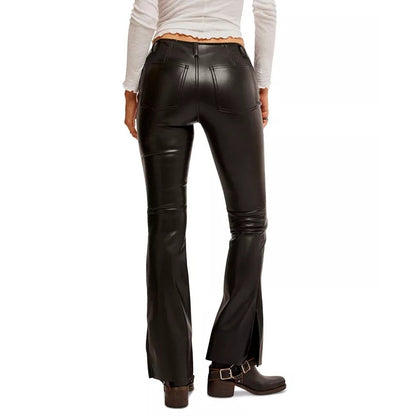 Free People Women's "Level Up" High Rise Faux Leather Flare Pants