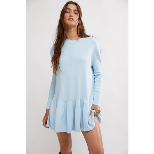 Free People  Time On My Side Mini Dress in Ice Water Blue
