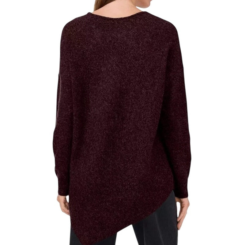 Vince Camuto Women's Crewneck Asymmetrical Hem Sweater in Port Red