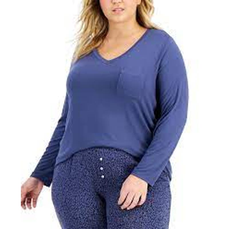 Alfani Ladies Deep Navy Blue Night Shadow Pajama Top