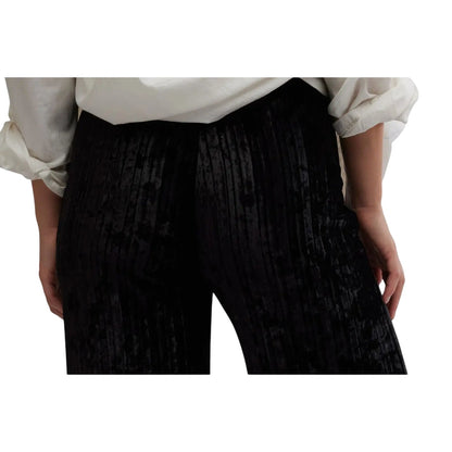 Free People Star Sign Ribbed Wide Leg Velvet Pants in Black