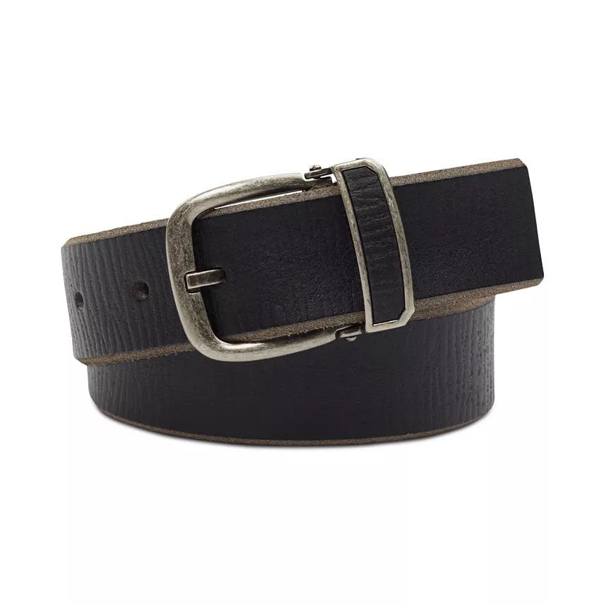 INC INTERNATIONAL CONCEPTS TEXTURED LEATHER BELT BLACK, Size Large