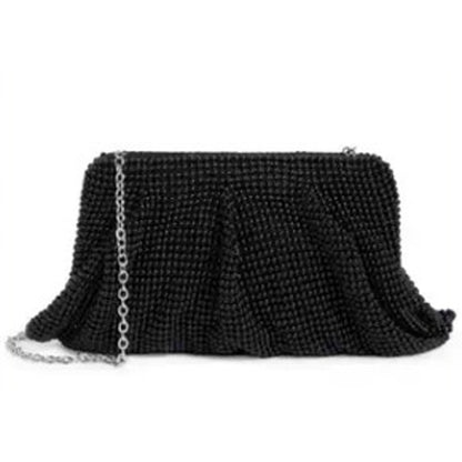 INC International Concepts Women's Black Pleated Mesh Clutch Crossbody Bag