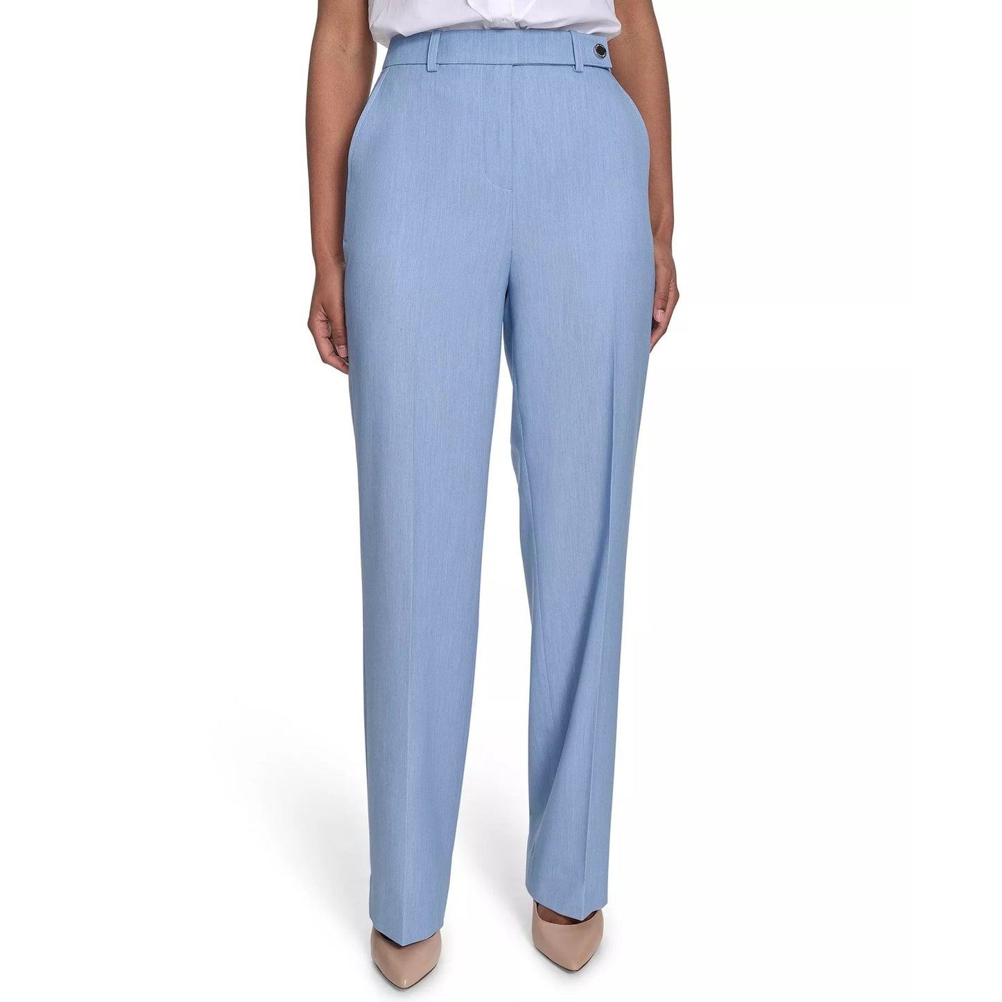 Calvin Klein Women's Faux-Denim Mid Rise Wide-Leg Pants In Light Indigo