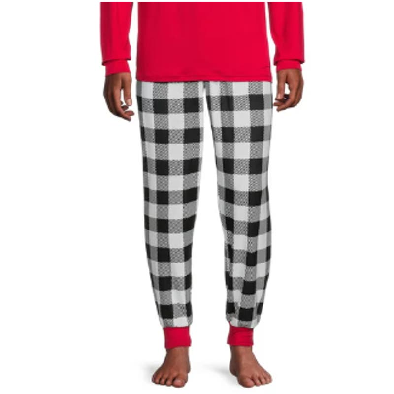 FAMILY PAJAMAS Men's Lightweight Thermal Waffle Buffalo Check Pajama Pants