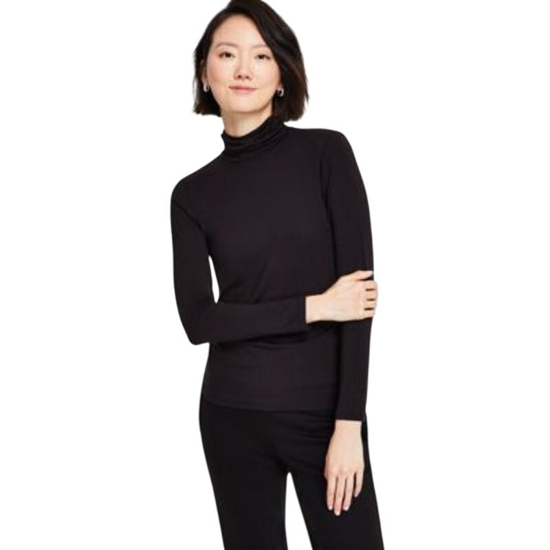 Jones New York Women's Long-Sleeve Mock-Neck Top in Black