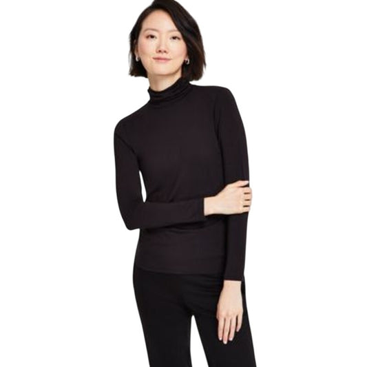Jones New York Women's Long-Sleeve Mock-Neck Top in Black