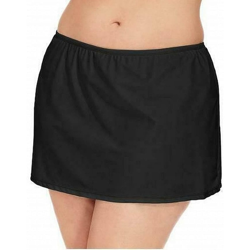 Island Escape Plus Size Thigh Minimizer Swim Skirt in Black