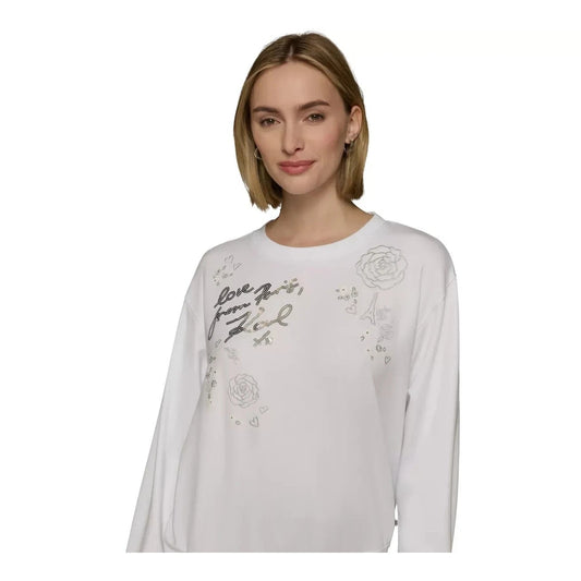KARL LAGERFELD PARIS Women's Embroidered Sequin Sweatshirt in White