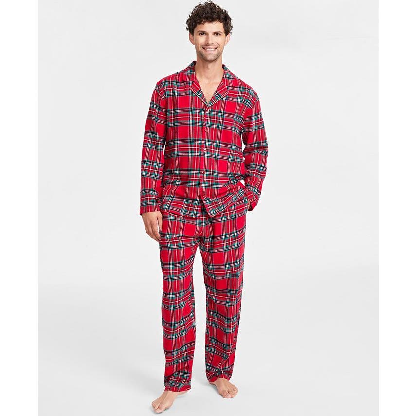 Family PJs Matching Men's Brinkley Cotton Plaid Pajamas Set, Size Large