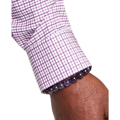 Tayion by Montee Holland Menswear Purple & White Mini Check Print Button Shirt