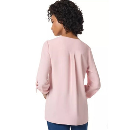 Jones New York Women's 3/4-Sleeve V-Neck Tunic Top in Pink Rose