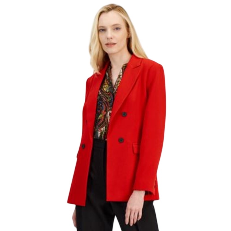 T Tahari Women's Faux-Double-Breasted Blazer Jacket in Tomato Red