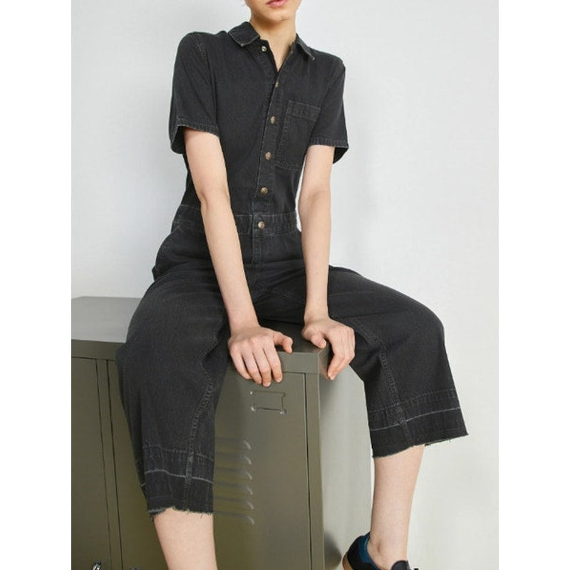 Levi's Women's Black Cotton Short Sleeve Jumpsuit "So Far So Good"