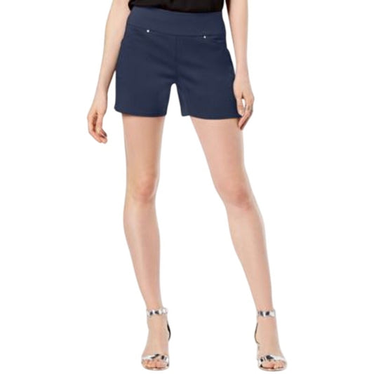 INC International Concepts Women's Mid-Rise Pull-On Shorts in Indigo Sea Blue
