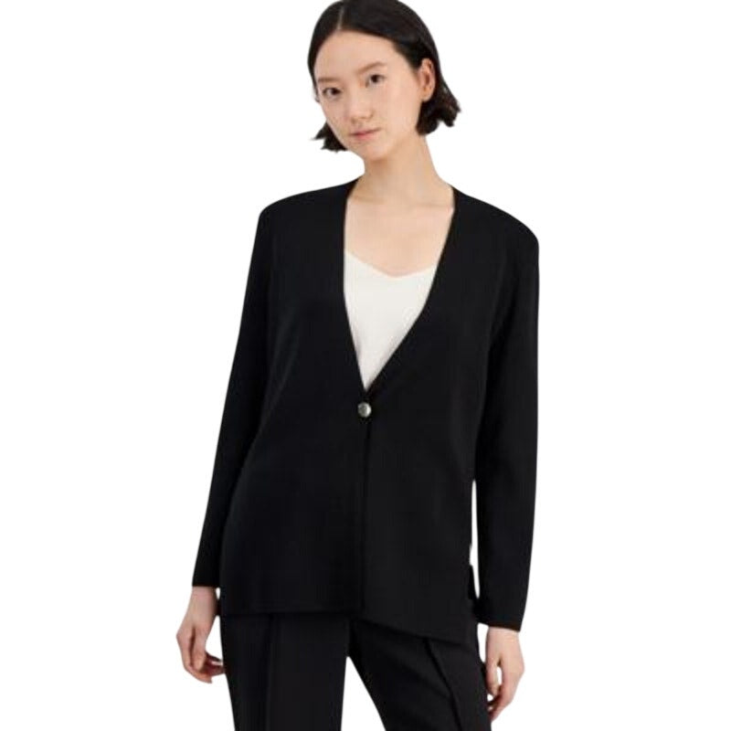 Anne Klein Women's V-Neck One-Button Cardigan in Anne Black