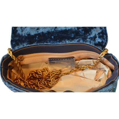 Sam Edelman Brit Top Handle Small Velvet Crossbody in Jewel Blue