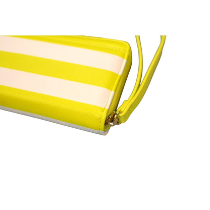 On 34th Women's "Angii" Zip Around Wristlet Wallet in Striped Yellow & White