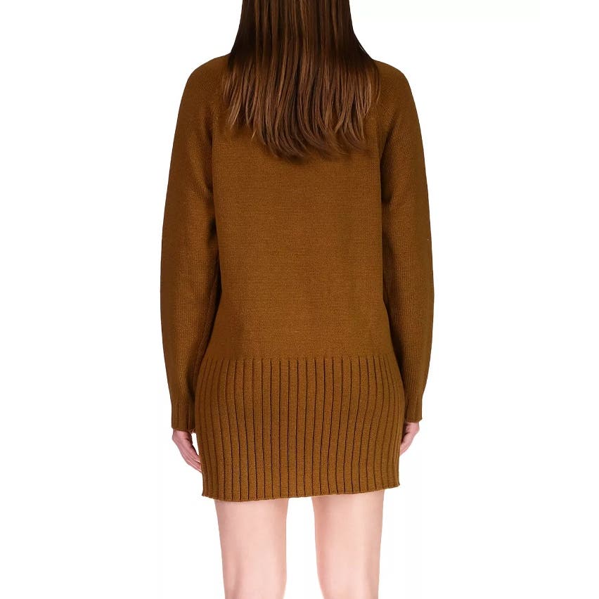Sanctuary Womens Ribbed Mock-Neck Sweater Tunic Dress Spice, Size Large